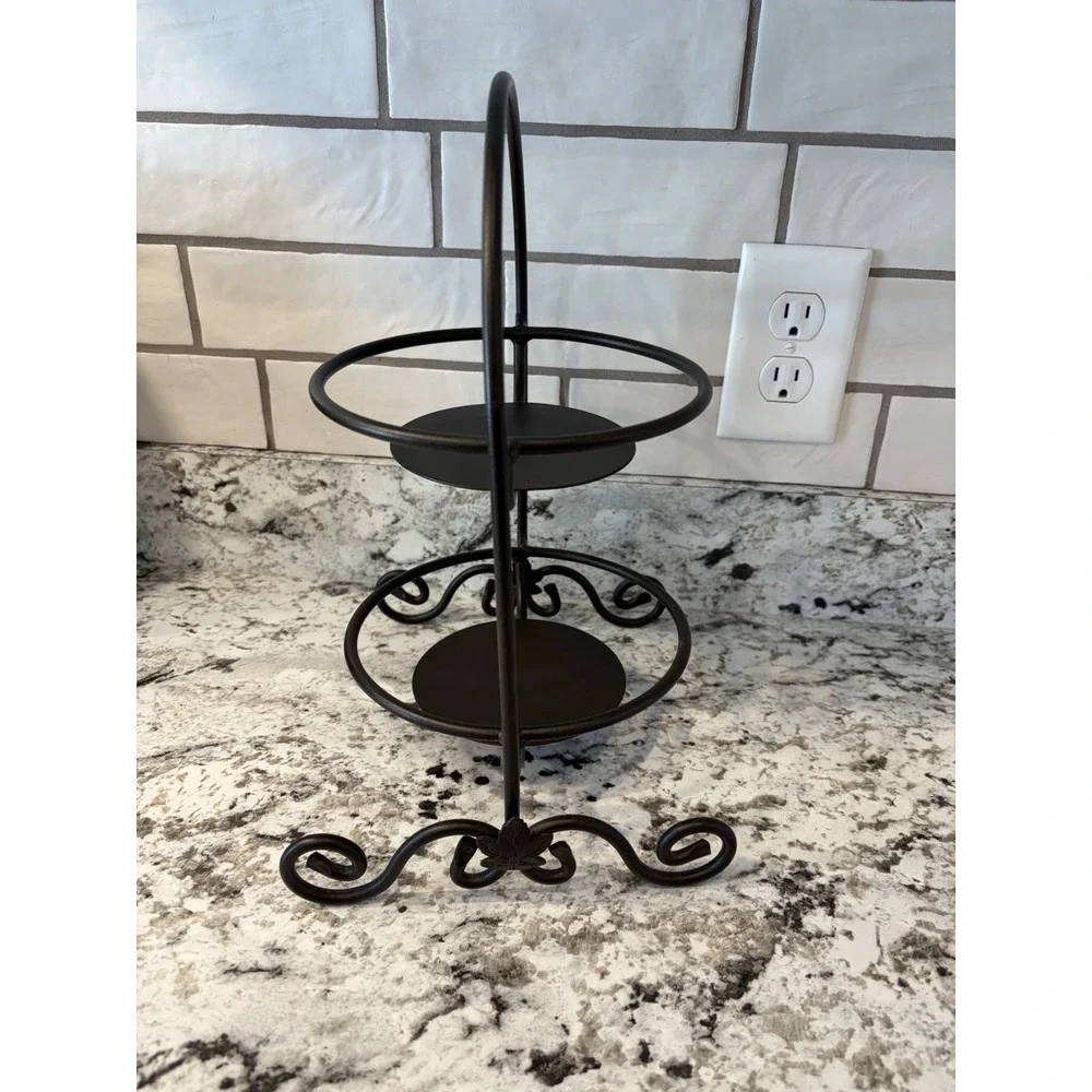 Vintage Longaberger Wrought iron 2-Tier Mini Pie stand Holiday Serving Stand